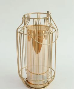 Inspire Me! Home Decor Gold Lantern W/ Amber Glass