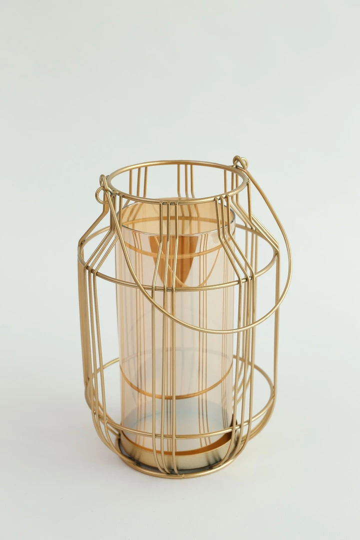 Inspire Me! Home Decor Gold Lantern W/ Amber Glass