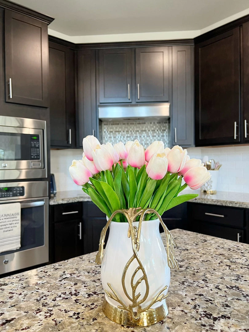 Inspire Me! Home Decor White Ceramic Pitcher With Gold Textured Design Handle & Base " From Pops Of Color Home Collection"