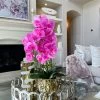 Inspire Me! Home Decor Pink Faux Orchid In Beveled Gold Pot "From Pops Of Color Home Collection" Floral Stems
