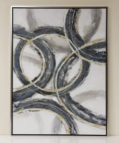 Inspire Me! Home Decor Abstract Teal And Gold- Circle Wall Art