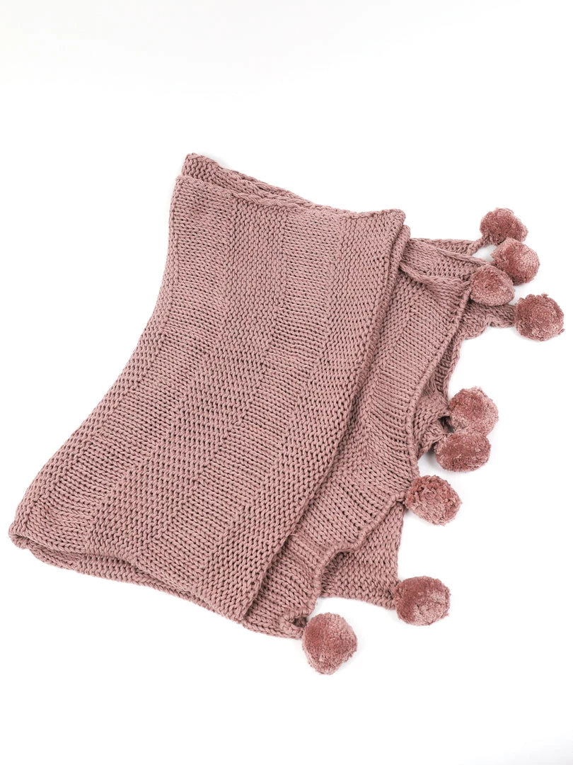 Inspire Me! Home Decor Knit Pom Pom Throw (2 Colors)
