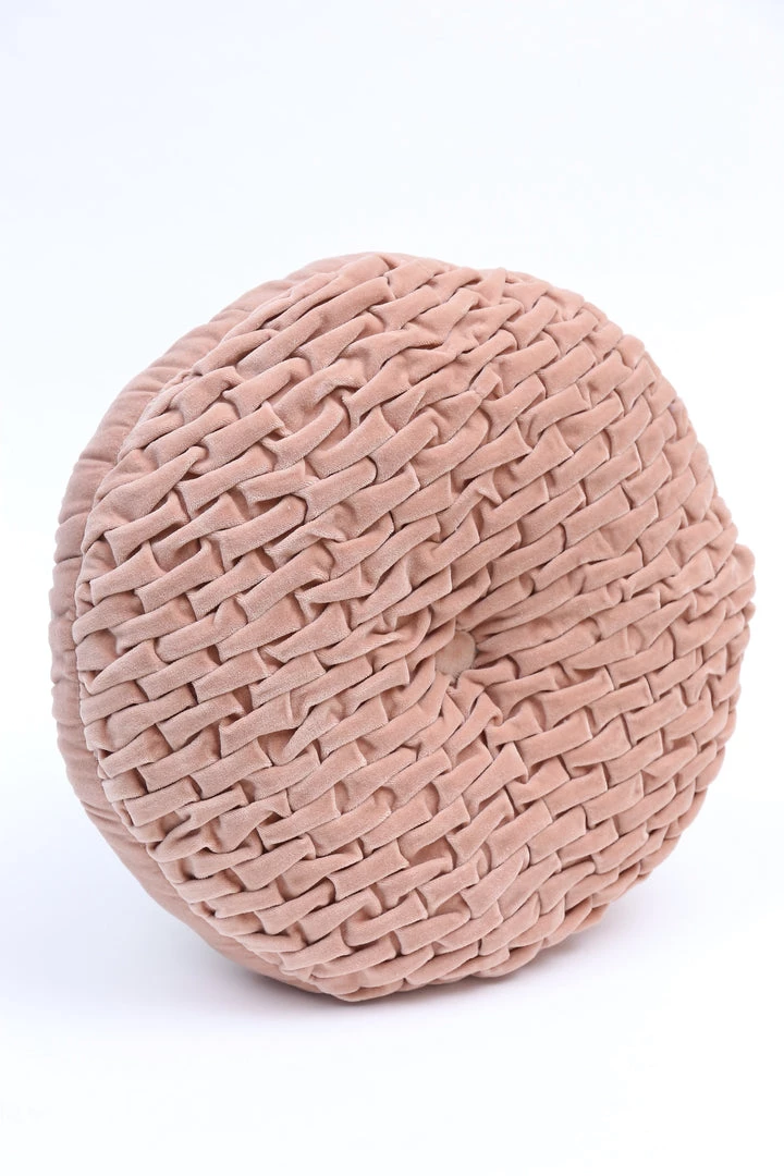 Inspire Me! Home Decor PILLOWS, RUGS, & THROWS Blush Woven Velvet Round Pillow