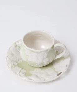 Inspire Me! Home Decor KITCHEN Set Of 2 Butterfly Tea Cup & Saucers