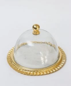 Inspire Me! Home Decor Gold Cake Dome With Ripple Edge (2 Colors)