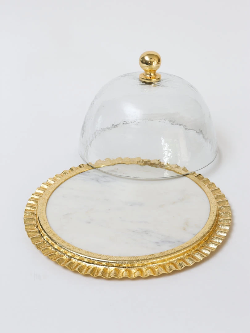 Inspire Me! Home Decor Gold Cake Dome With Ripple Edge (2 Colors)