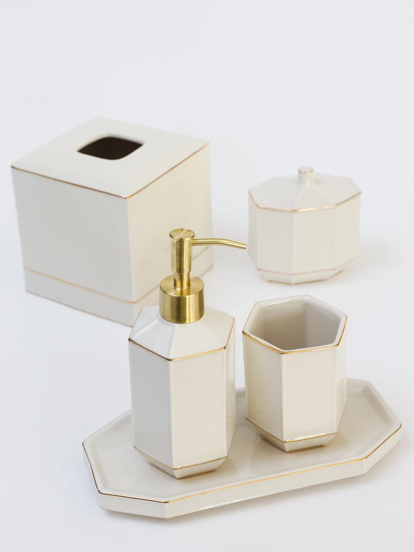 Inspire Me! Home Decor Geometric White Bath Collection (5 Items)