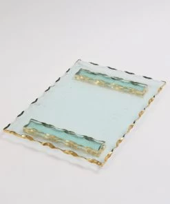 Inspire Me! Home Decor Glass Tray With Hammered Gold Edge