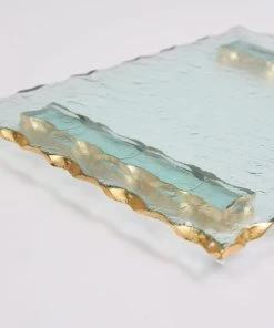 Inspire Me! Home Decor Glass Tray With Hammered Gold Edge