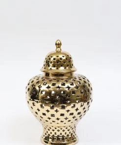 Inspire Me! Home Decor Gold Pierced Patterned Ginger Jar (2 Sizes)