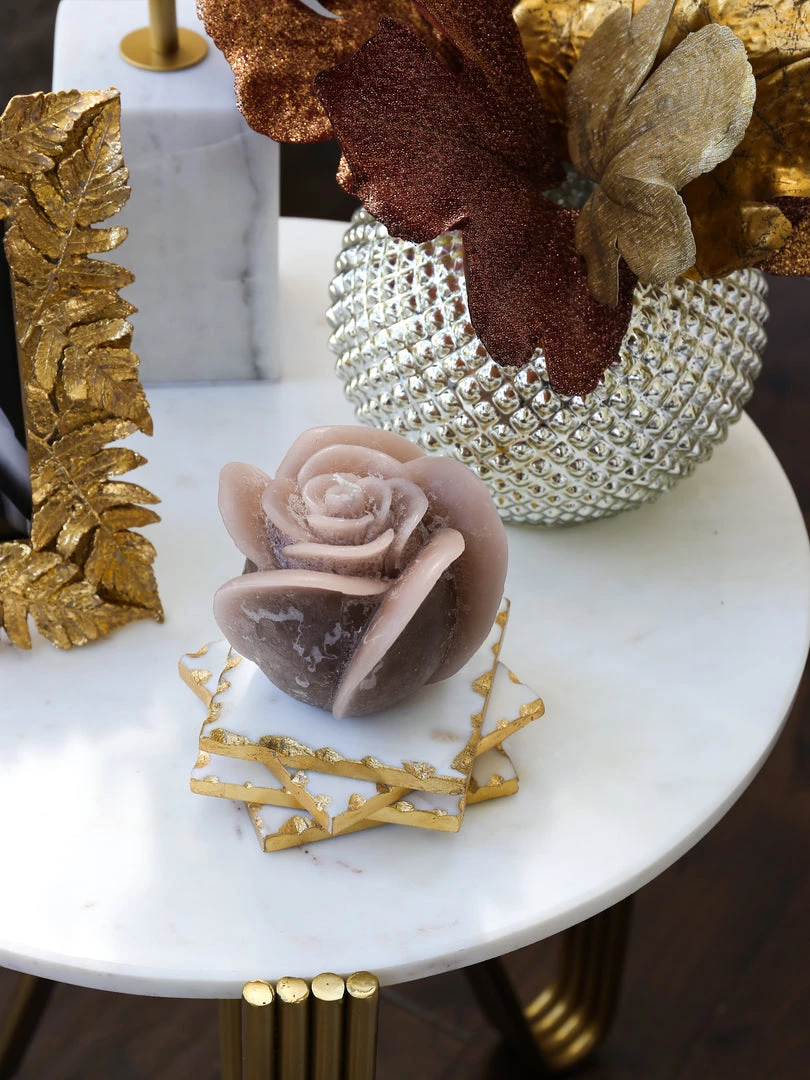 Inspire Me! Home Decor Beige Opaque Rose Candle (3 Sizes)