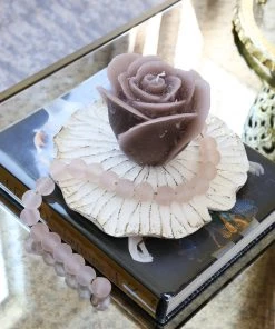 Inspire Me! Home Decor Beige Opaque Rose Candle (3 Sizes)