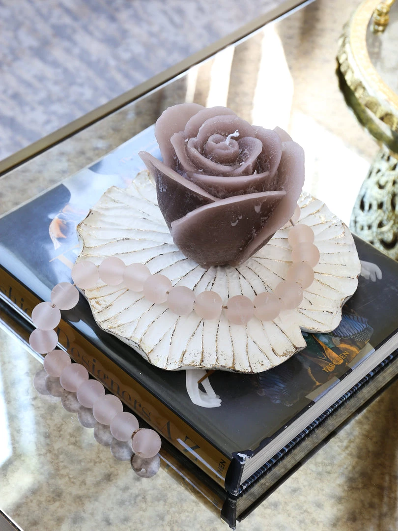 Inspire Me! Home Decor Beige Opaque Rose Candle (3 Sizes)