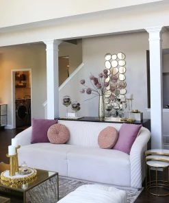 Inspire Me! Home Decor PILLOWS, RUGS, & THROWS Blush Woven Velvet Round Pillow