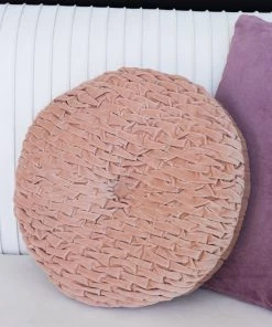 Inspire Me! Home Decor PILLOWS, RUGS, & THROWS Blush Woven Velvet Round Pillow