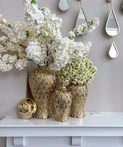 Inspire Me! Home Decor Gold Petal Textured Ginger Jars (3 Sizes)