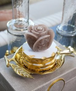 Inspire Me! Home Decor Beige Opaque Rose Candle (3 Sizes)