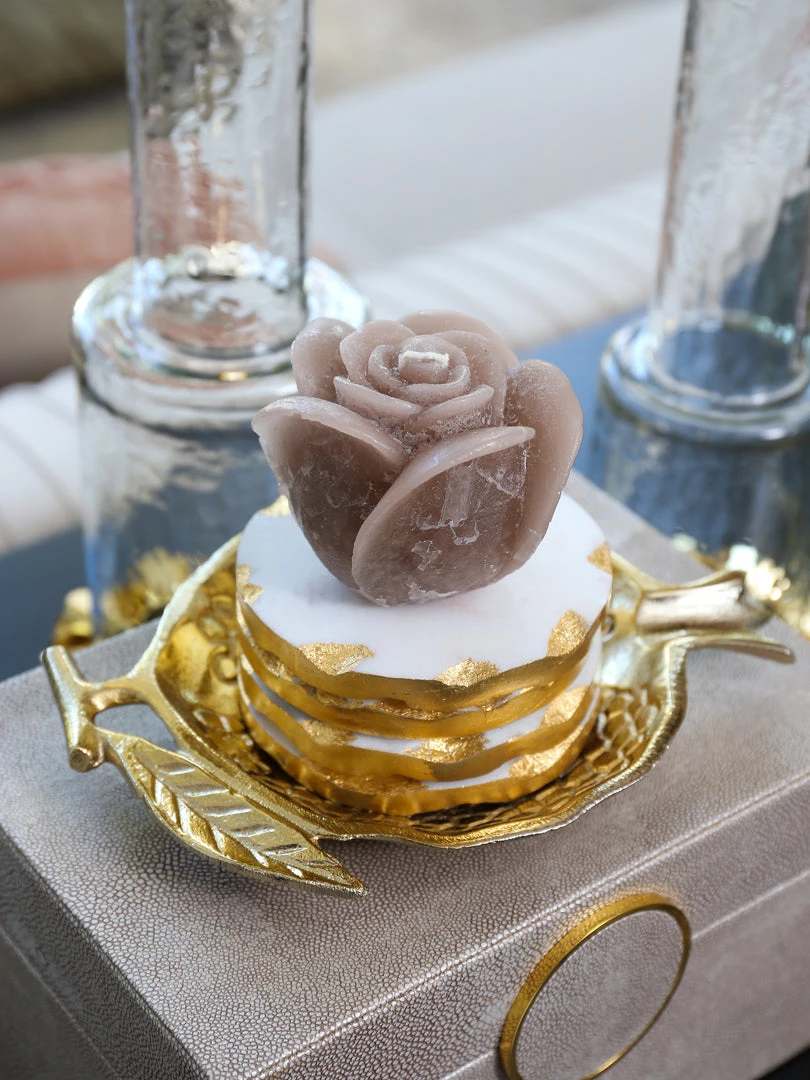 Inspire Me! Home Decor Beige Opaque Rose Candle (3 Sizes)