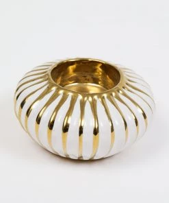 Inspire Me! Home Decor Gold & White Round Detailed Spoon Rest/Tea Light Holder