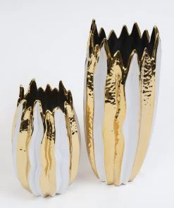 Inspire Me! Home Decor Gold & White Striped Vase (2 Sizes)