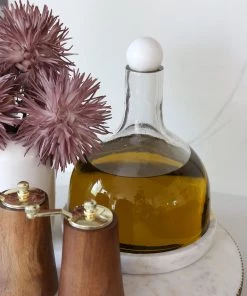 Inspire Me! Home Decor Glass Decanter With Round Marble Topper And Base