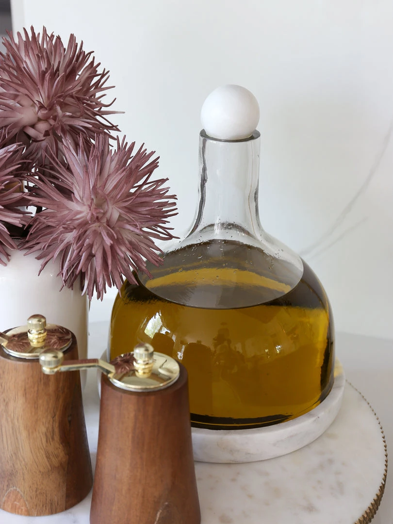 Inspire Me! Home Decor Glass Decanter With Round Marble Topper And Base