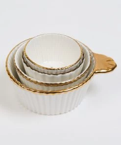 Inspire Me! Home Decor 4 Piece White With Gold Trim Measuring Cups