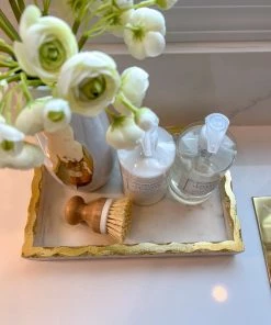 Inspire Me! Home Decor Rectangle Marble Tray With Gold Edge