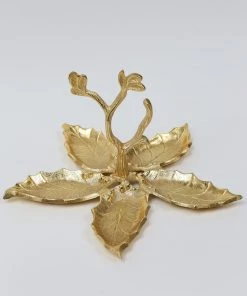 Inspire Me! Home Decor Gold Metal Five Section Leaf Snack Dish
