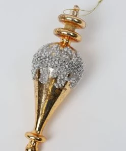 Inspire Me! Home Decor Gold Metallic Glass Finial Ornament (2 Colors)