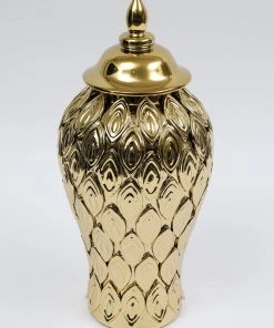 Inspire Me! Home Decor Gold Petal Textured Ginger Jars (3 Sizes)