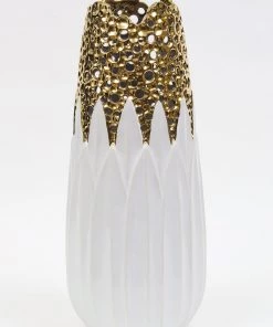 Inspire Me! Home Decor White And Gold Porcelain Vase With Circle Cutout Design (2 Styles)