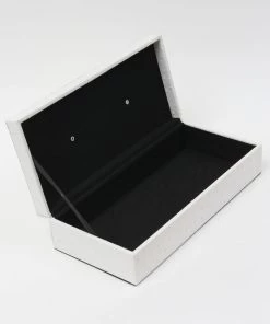 Inspire Me! Home Decor White Faux Leather Lidded Box With Gold Handle