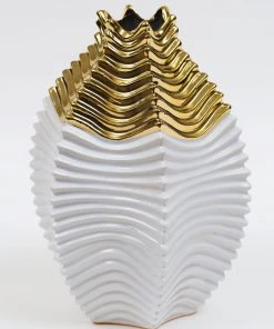 Inspire Me! Home Decor White And Gold Two Tone Vase