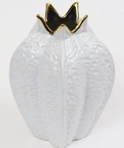 Inspire Me! Home Decor White Pomegranate Vase With Gold Trim (2 Sizes)