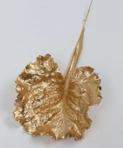 Inspire Me! Home Decor 13" Metallic Gold Ruffled Leaf Stem