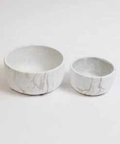 Inspire Me! Home Decor White Marble Design Bowl/Vase (2 Sizes)