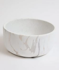 Inspire Me! Home Decor White Marble Design Bowl/Vase (2 Sizes)