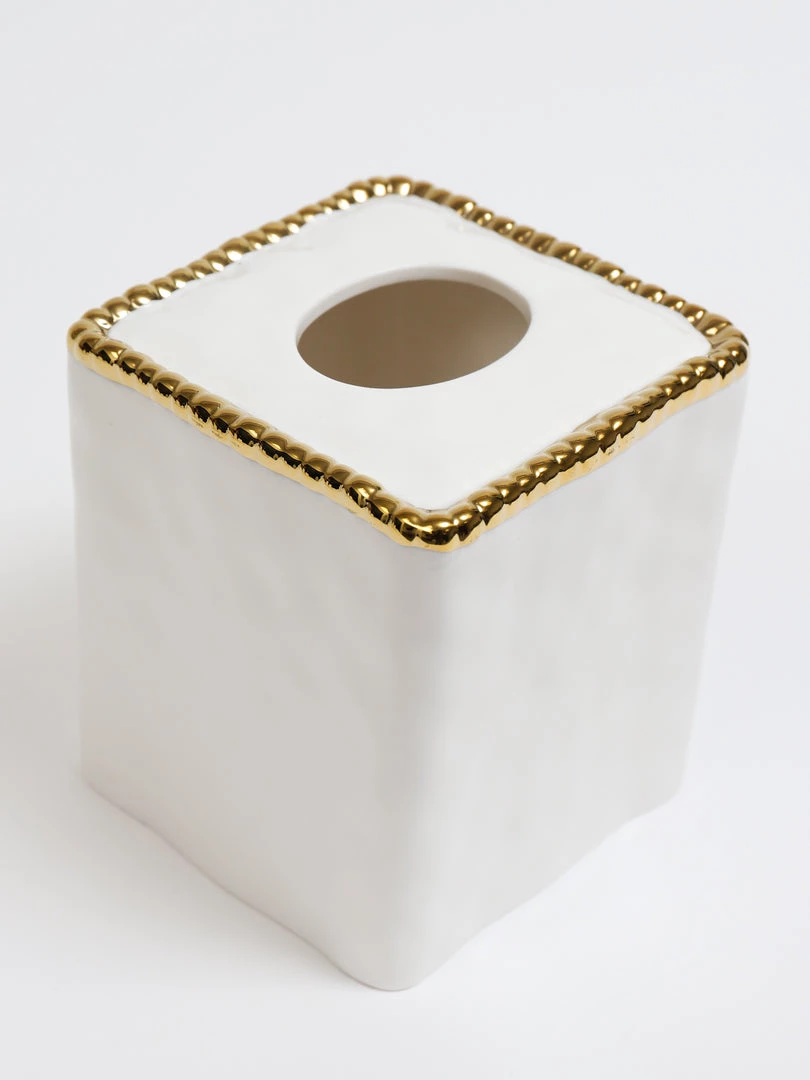 Inspire Me! Home Decor White Beaded Square Tissue Box Cover (2 Colors)