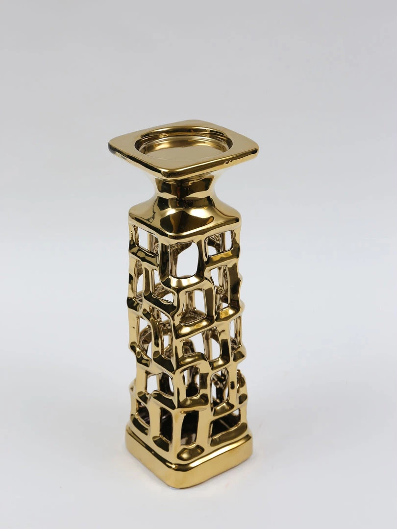 Inspire Me! Home Decor Gold Candle Holder With Dimensional Cut Out Design (2 Sizes)