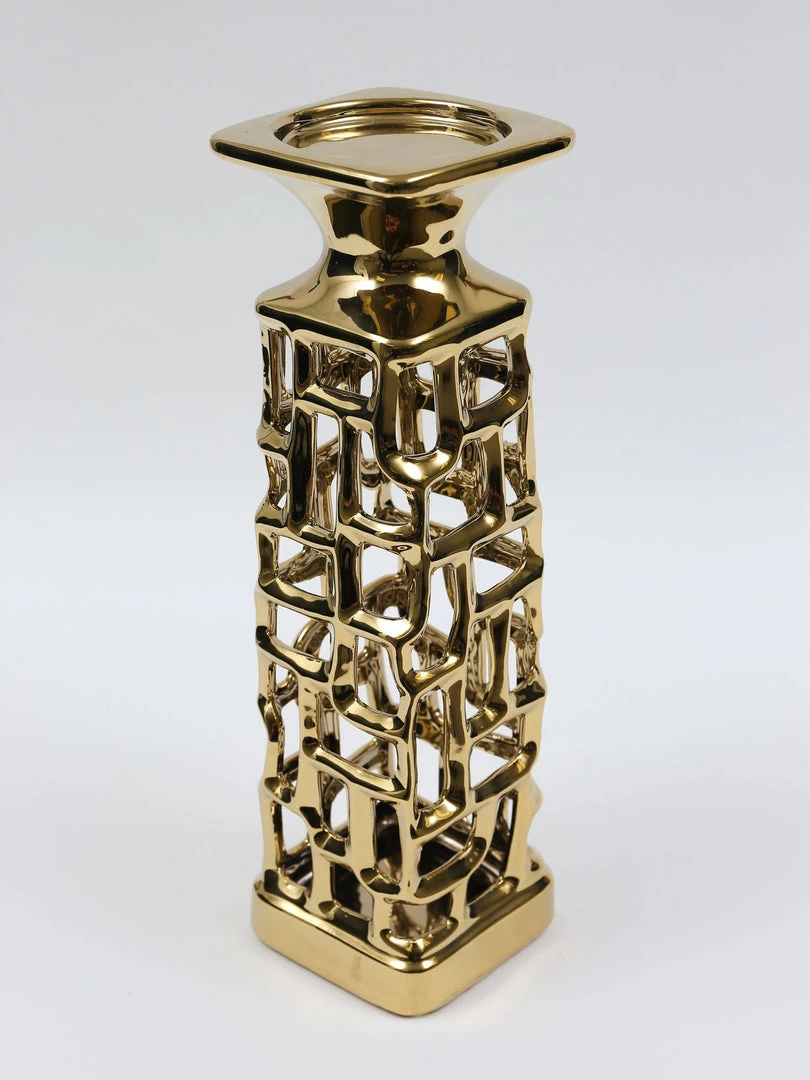 Inspire Me! Home Decor Gold Candle Holder With Dimensional Cut Out Design (2 Sizes)