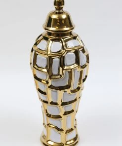 Inspire Me! Home Decor Gold & White Ginger Jar (3 Sizes)