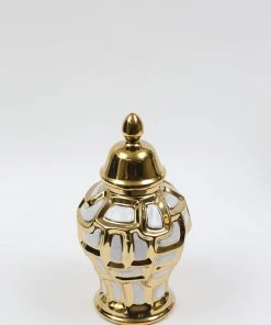 Inspire Me! Home Decor Gold & White Ginger Jar (3 Sizes)