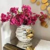 Inspire Me! Home Decor White And Gold Textured Ceramic Vase