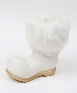 Inspire Me! Home Decor White Glittered Santa Boot Vase
