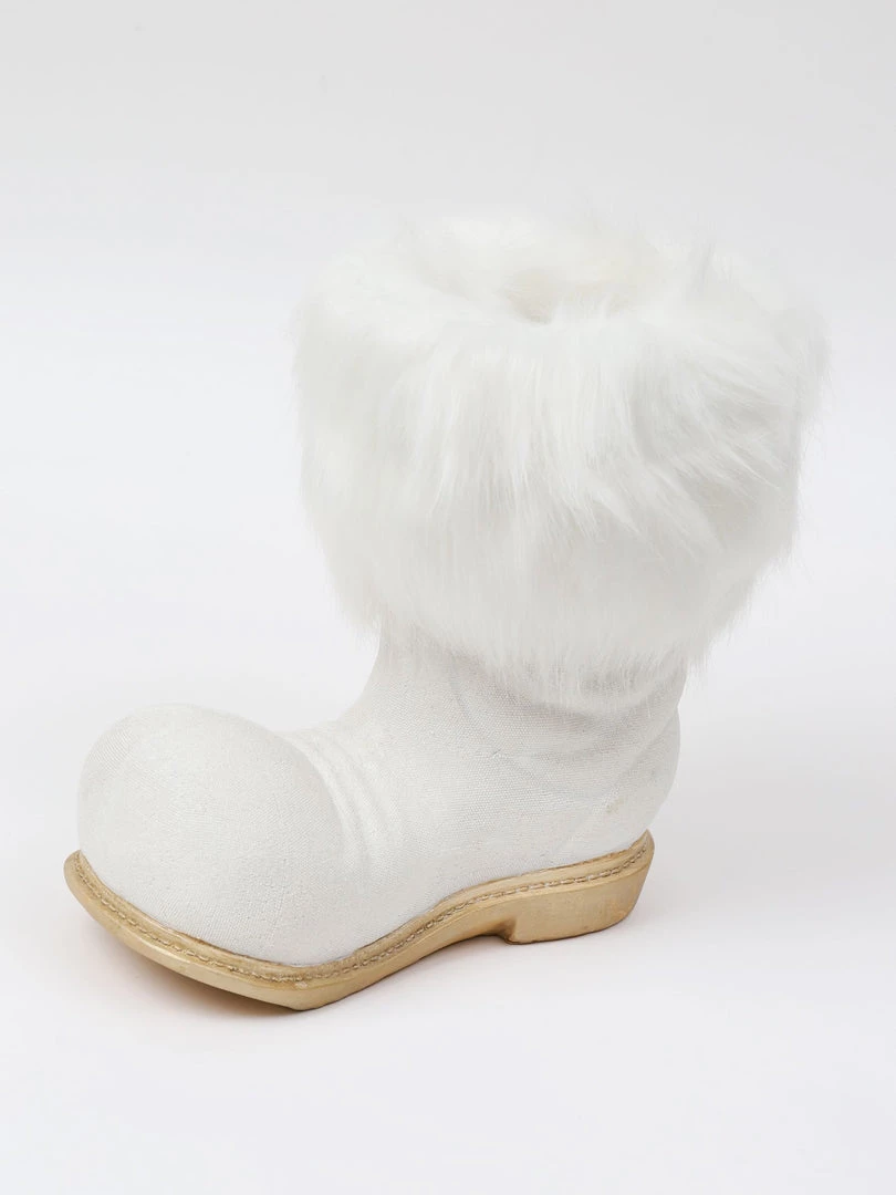 Inspire Me! Home Decor White Glittered Santa Boot Vase