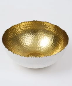 Inspire Me! Home Decor White And Gold Salad Bowl