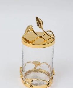 Inspire Me! Home Decor Hammered Glass Canister With Gold Leaf Lid (3 Sizes)