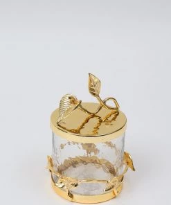 Inspire Me! Home Decor Hammered Glass Canister With Gold Leaf Lid (3 Sizes)