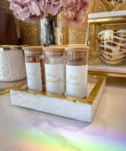 Inspire Me! Home Decor Square Marble Tray With Gold Edge (2 Sizes)